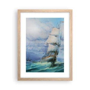 Poszter világos tölgy keretben - Segítő szeleket kívánunk - 30x40 cm