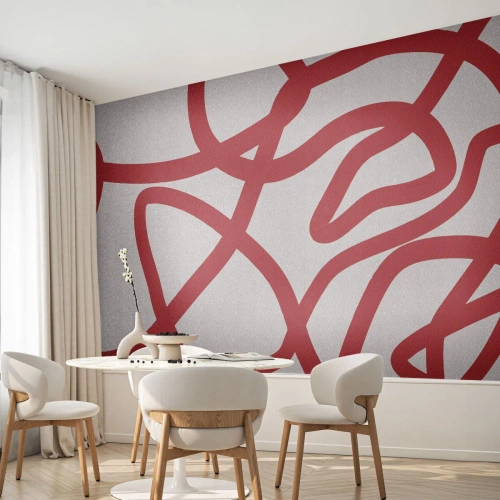 Fotótapéta Premium Canvas - Piros a fehéren - Minimalizmus, Darab, Vonalak - 300x210 cm