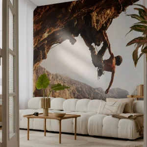 Fotótapéta Premium Sand - A világ egy szikladarabon összezsugorodott egy kézben  - Kalymnos-sziget, Sziklamászás, Tájkép - 150x105 cm