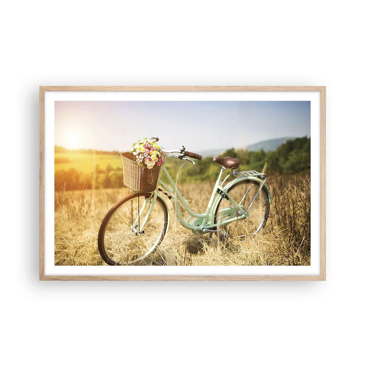 Poszter világos tölgy keretben - Itt maradok egy darabig - 91x61 cm
