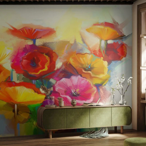 Öntapadós Fotótapéta Deluxe Sticker - Nem csak piros - Virágok, Pipacsok, Kert - 300x210 cm