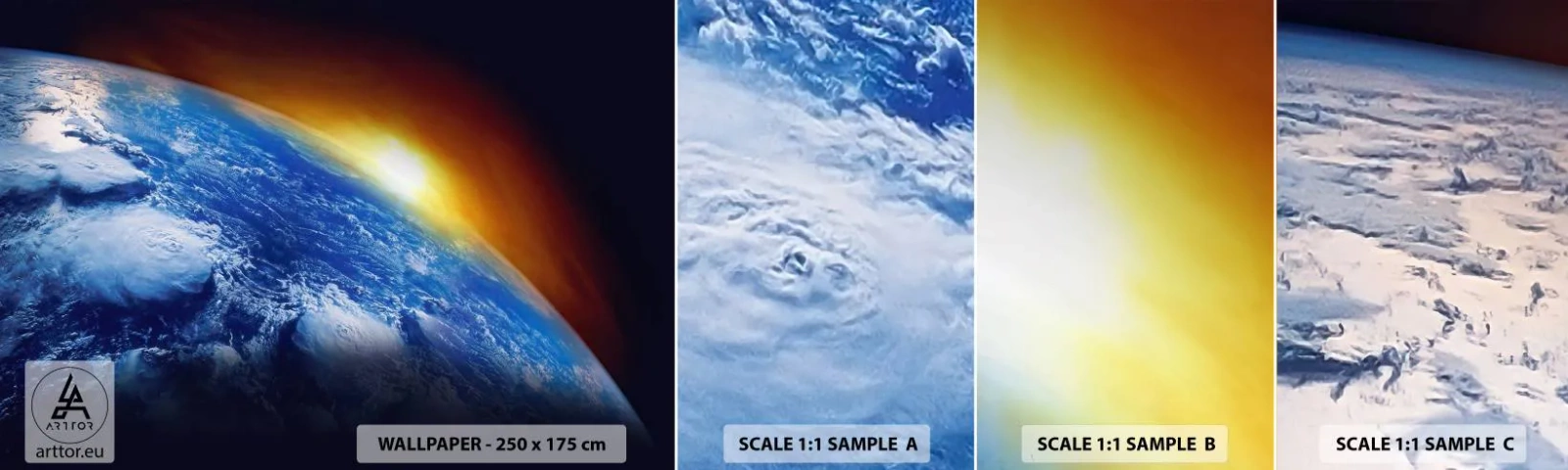 Fotótapéta Minta Standard Eco - Napkelte a kék bolygó felett - Absztrakció, 3D, Világegyetem - 100x30 cm