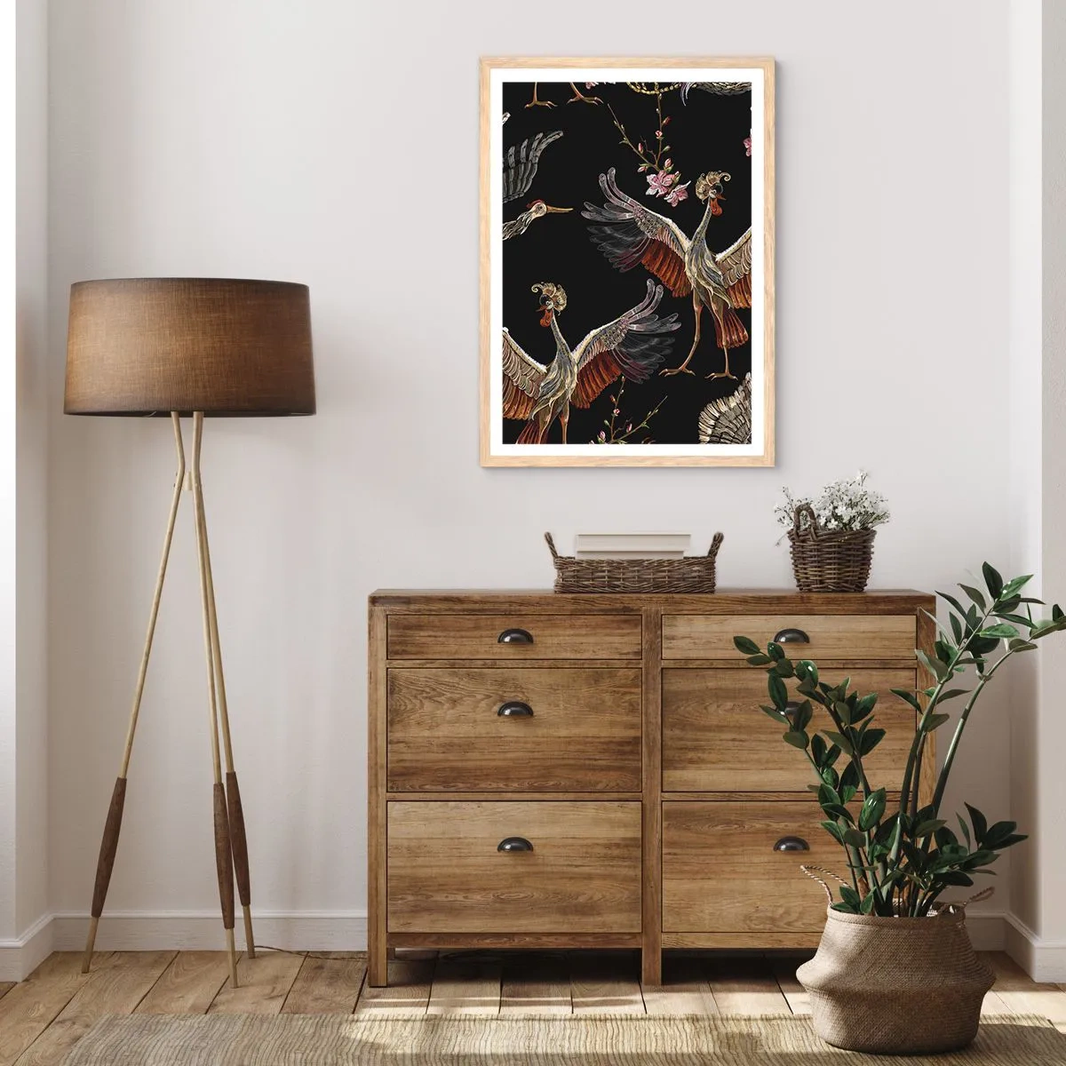 Poszter világos tölgy keretben - Mesebeli madár - 50x70 cm