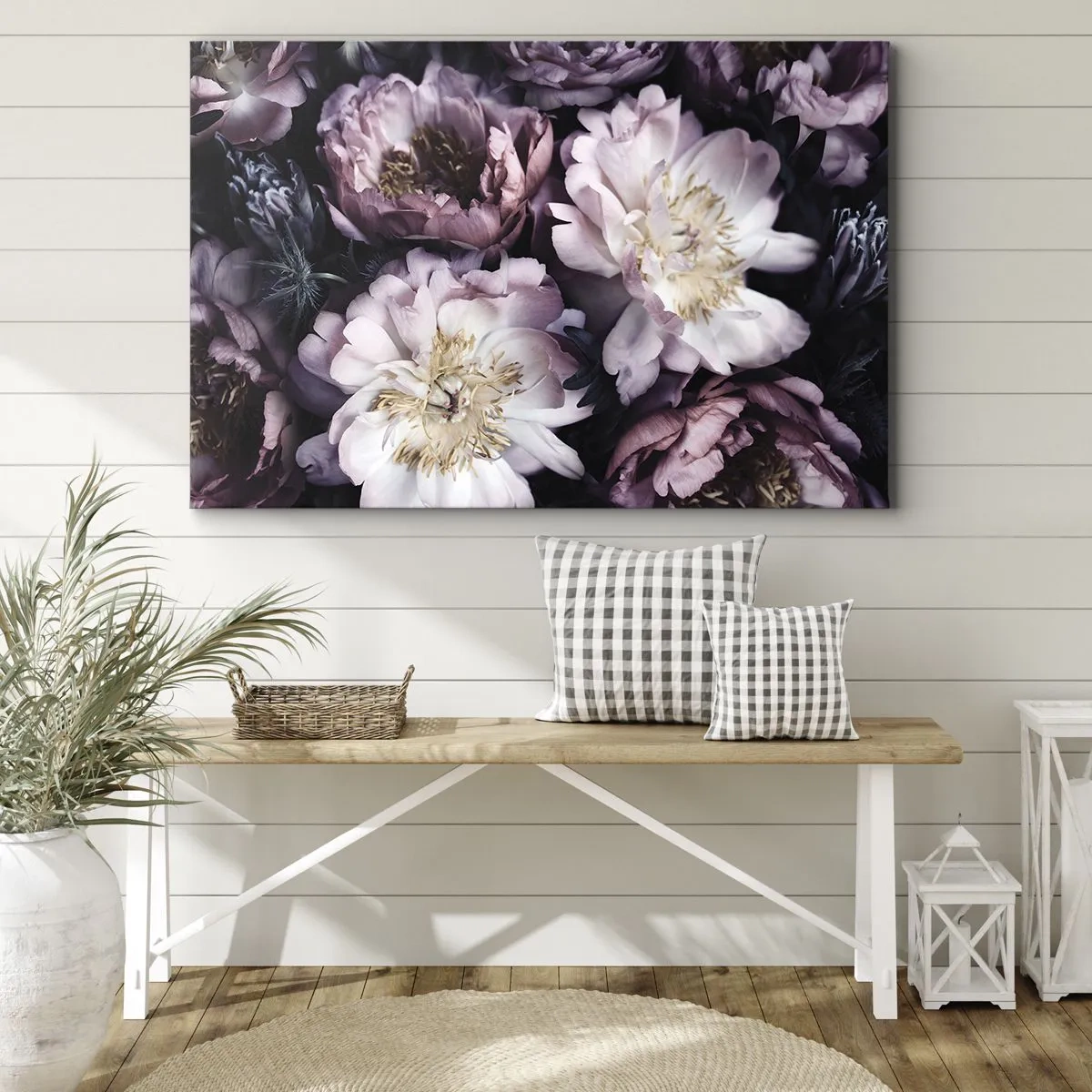 Vászonkép - Virágok finom pasztell árnyalatokban - 70x50cm - Régi stílusú csokor - Modern fali dekoráció nappalihoz és hálószobához ARTTOR