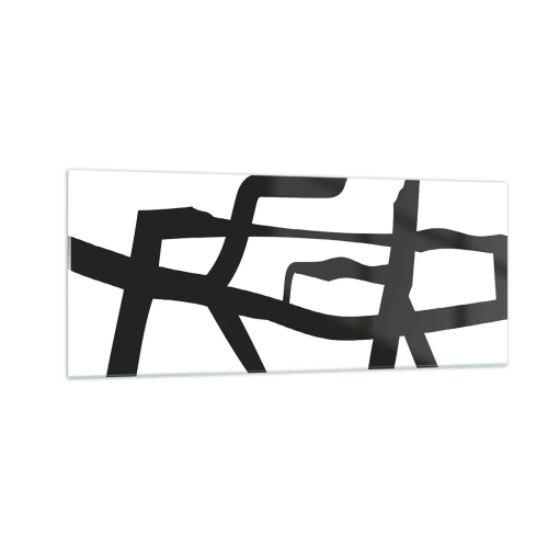 Üveg kép - Fekete-fehér konstrukció - 100x40 cm