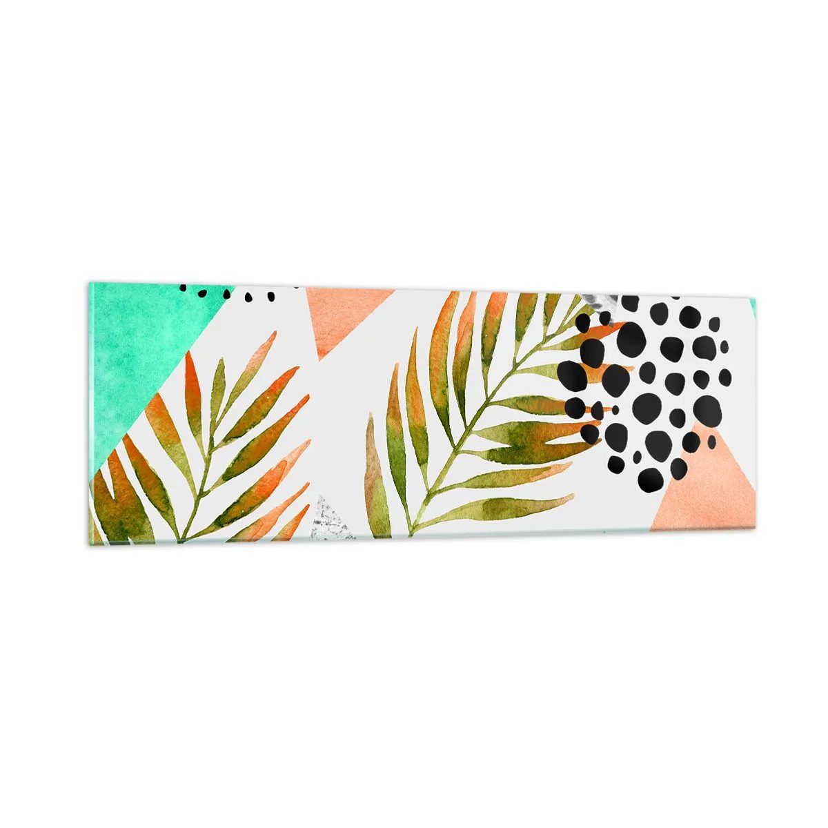 Üveg kép - Dekoráció pálmalevéllel - 90x30 cm