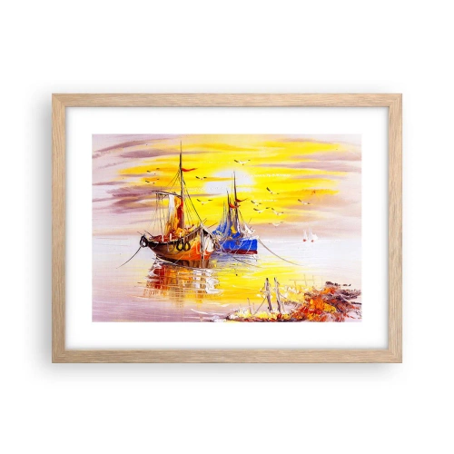 Poszter világos tölgy keretben - Megérdemelt pihenés a kikötőben - 40x30 cm