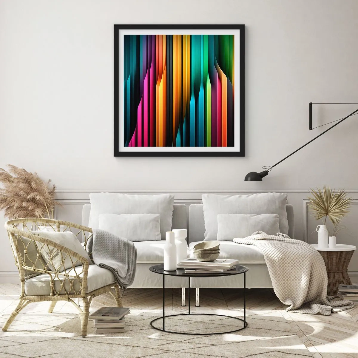 Poszter fehér keretben - Fényorgonák - 50x50 cm
