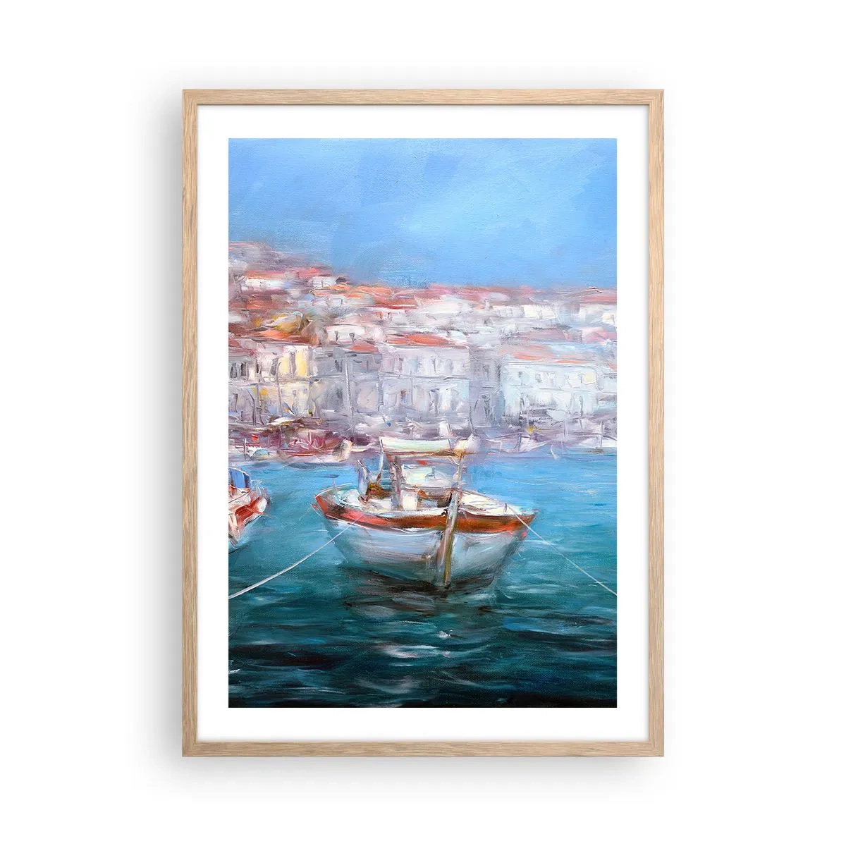 Poszter világos tölgy keretben - Olasz öböl - 50x70 cm