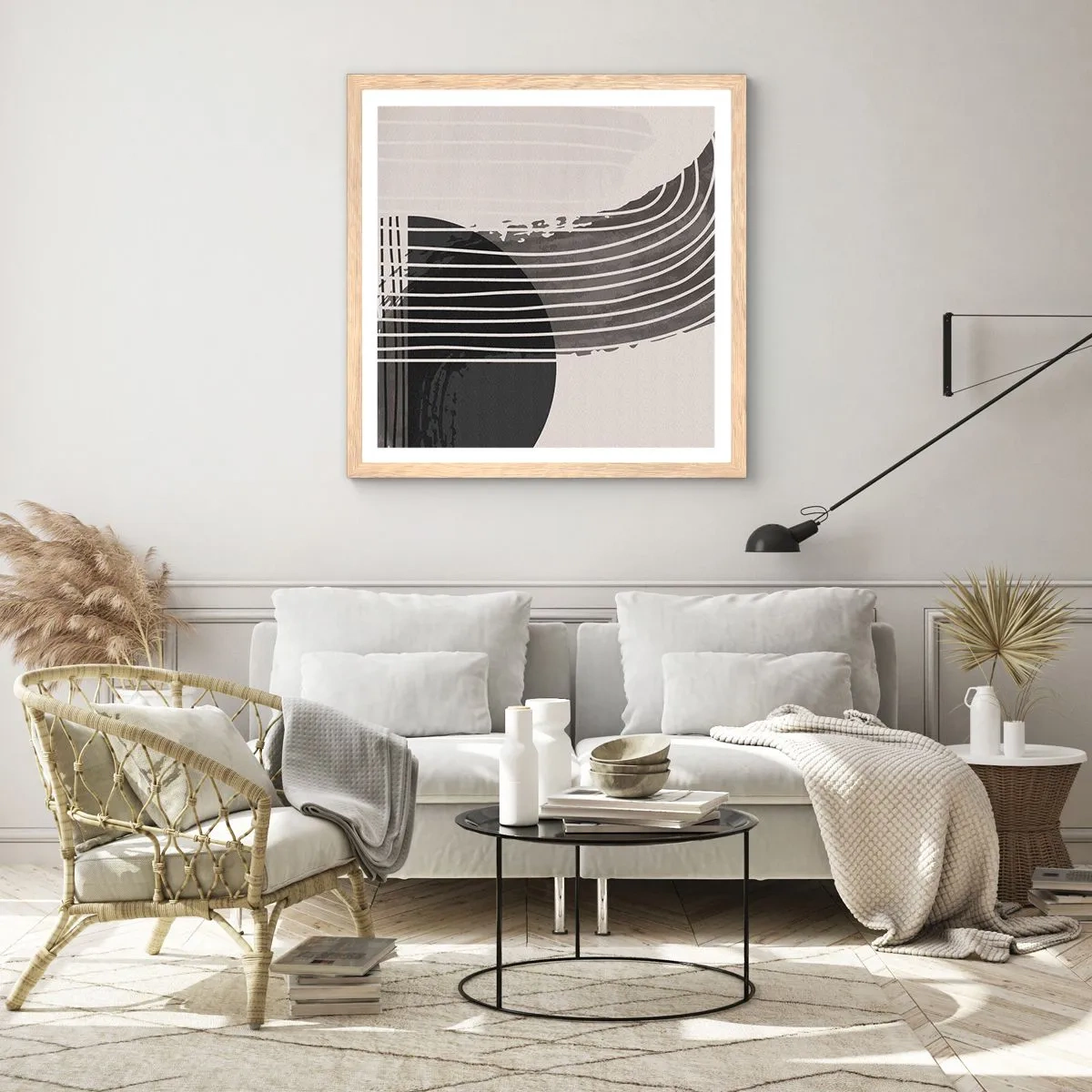 Poszter világos tölgy keretben - Oda és vissza - 60x60 cm