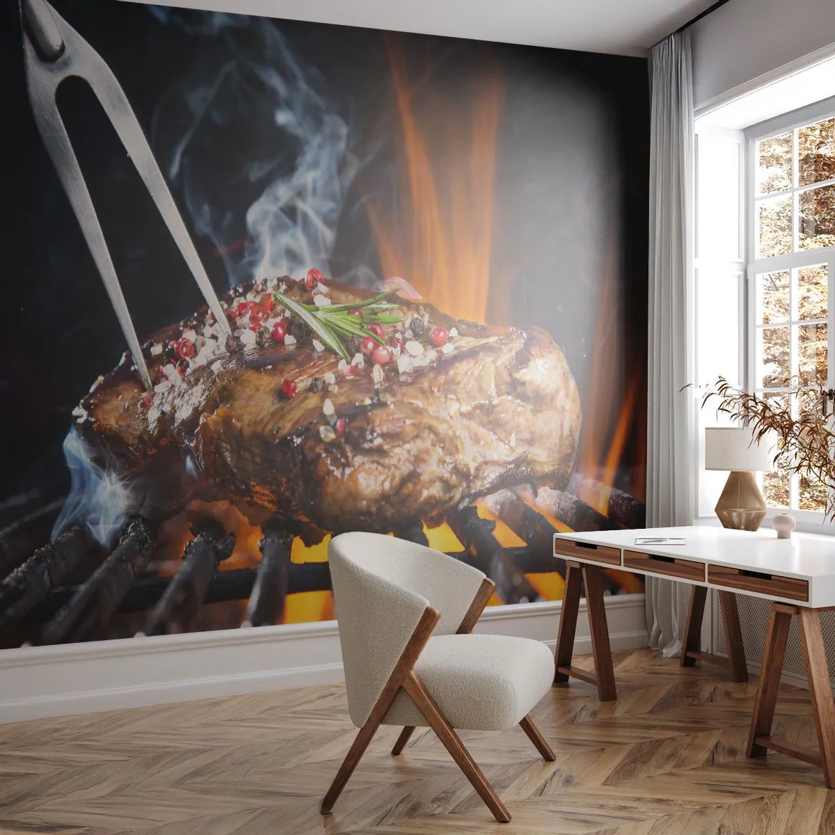Fotótapéta Premium Sand - Lédús és illatos - Gasztronómia, steak, Grill - 250x175 cm