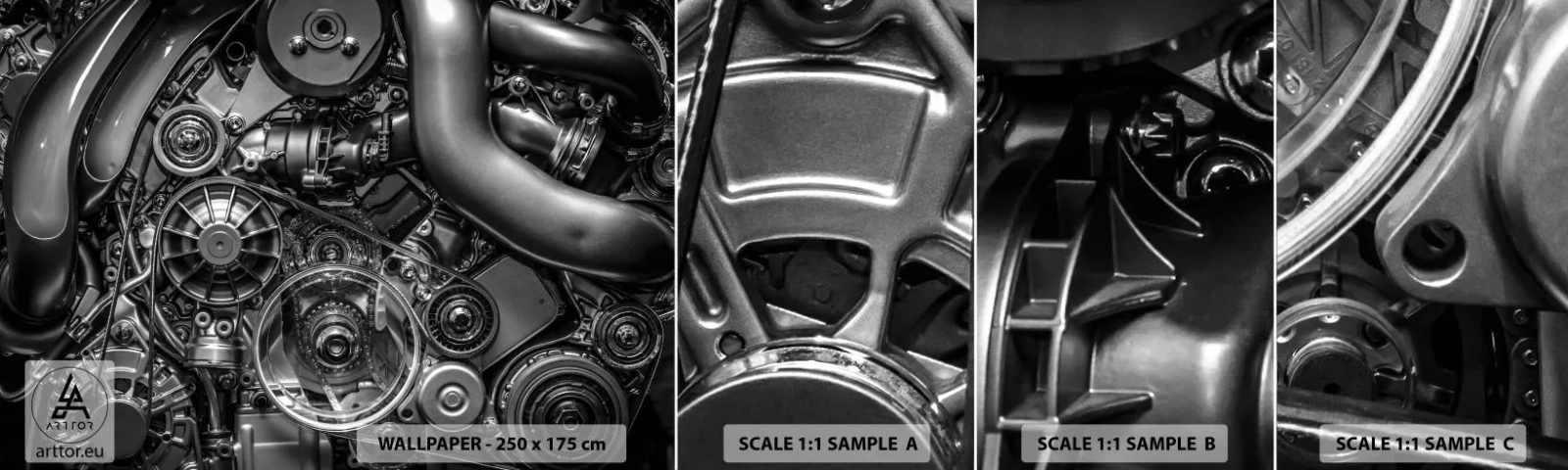 Fotótapéta Minta Standard Eco - A mechanika költészete - Motor, Szerelő, Fém - 100x30 cm