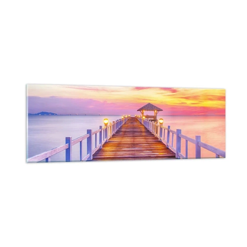 Üveg kép - Az est lilás-arany csendje - 90x30 cm