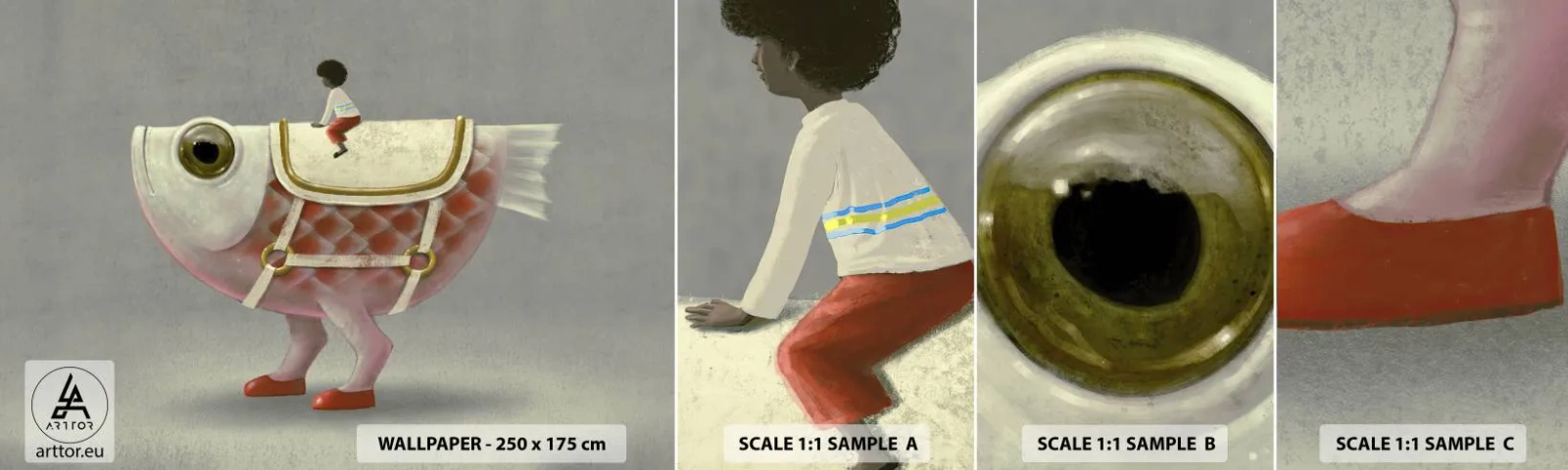 Fotótapéta Minta Standard Eco - A halas lovas - Absztrakció, Hal, Gyerekeknek - 100x30 cm