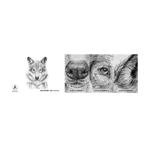 Fotótapéta Minta Premium Sand - Született vezető - Farkas, Vázlat, skandináv - 100x30 cm