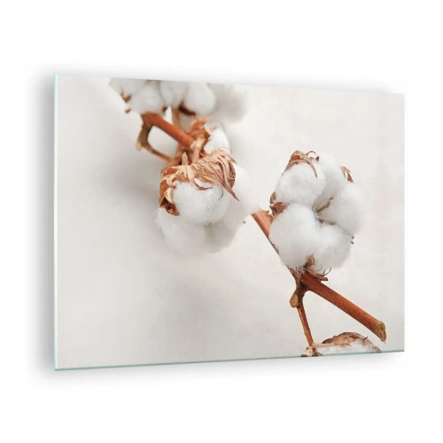 Üveg kép - Pamutág közeli képe világos háttér előtt - 70x50cm - Csak ölelkezni - Modern fali dekoráció nappalihoz és hálószobához ARTTOR