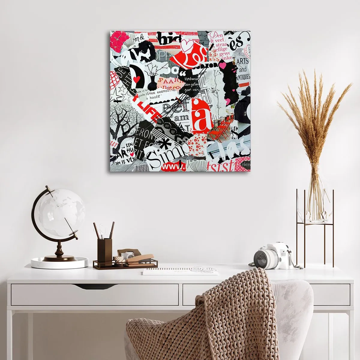 Falióra, Óra - Hipszter kollázs - 40x40 cm