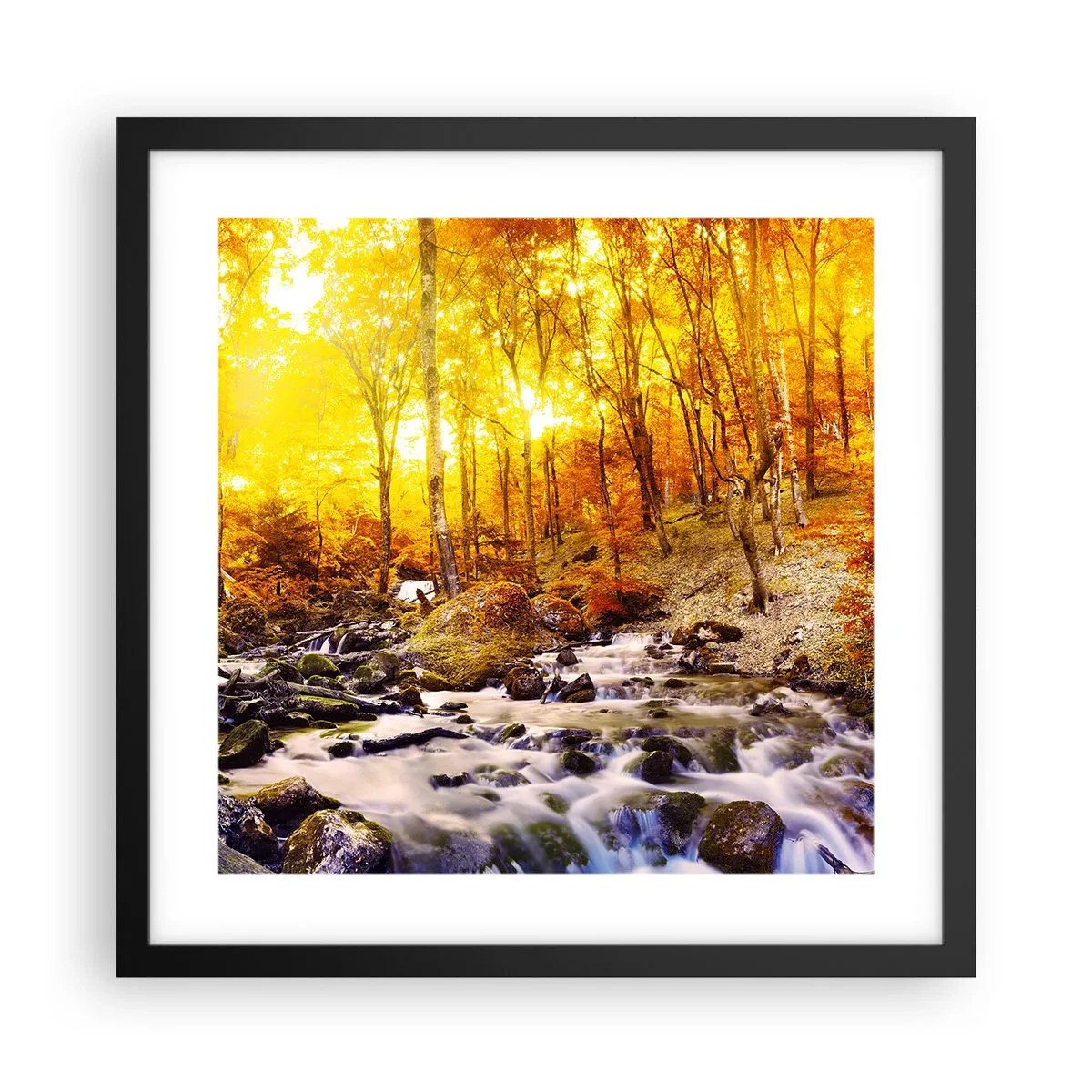 Poszter fehér keretben - Kövek aranyba és platinába - 40x40 cm