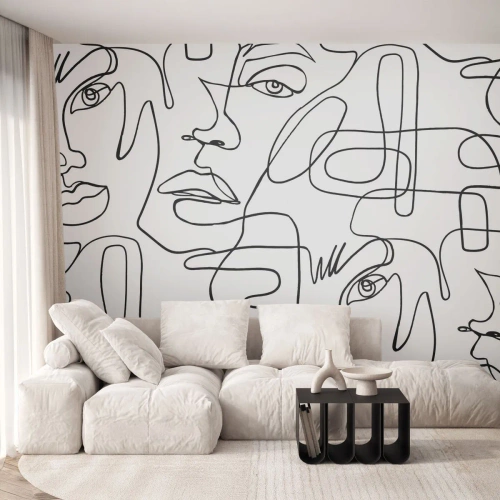 Fotótapéta Premium Sand - Összegabalyodott érzelmekben - Arcok, Vonal, Szemek - 100x70 cm
