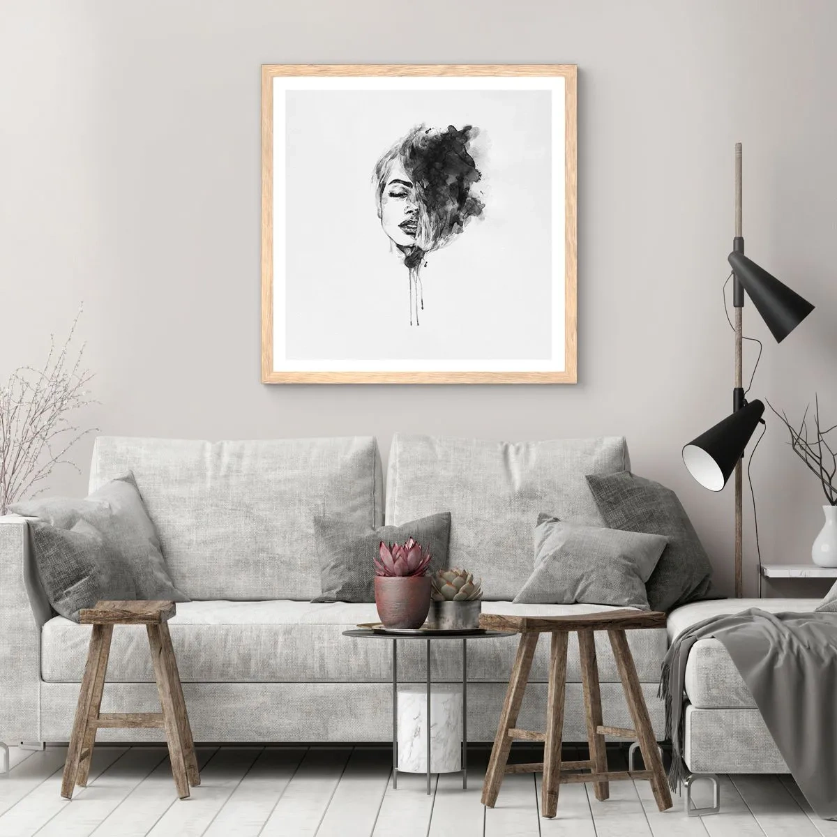 Poszter világos tölgy keretben - Miről álmodozik egy lány - 60x60 cm