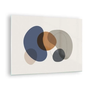 Üveg kép - Színes absztrakt foltok sötétkék és barna árnyalatokban - 70x50cm - Színek cseppjei - Modern fali dekoráció nappalihoz és hálószobához ARTTOR