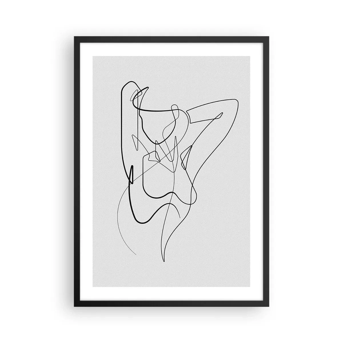 Poszter fehér keretben - Női sziluett absztrakt vonala világos háttéren - 50x70cm - Milyen vagy igazán…. - Modern fali dekoráció nappalihoz és hálószobához ARTTOR