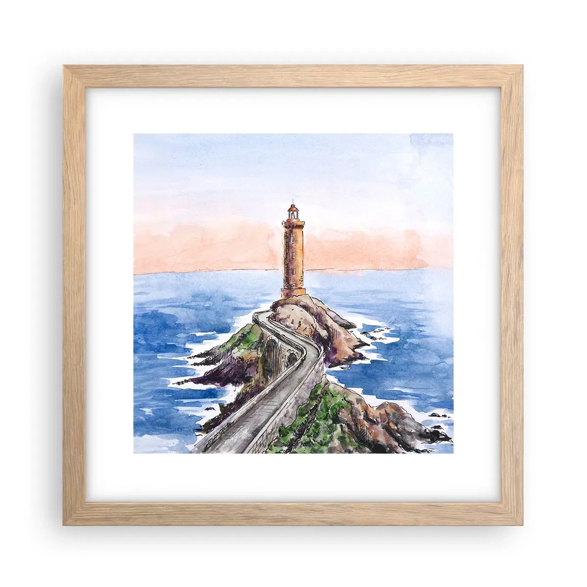 Poszter világos tölgy keretben - Szemben a tengerrel - 30x30 cm