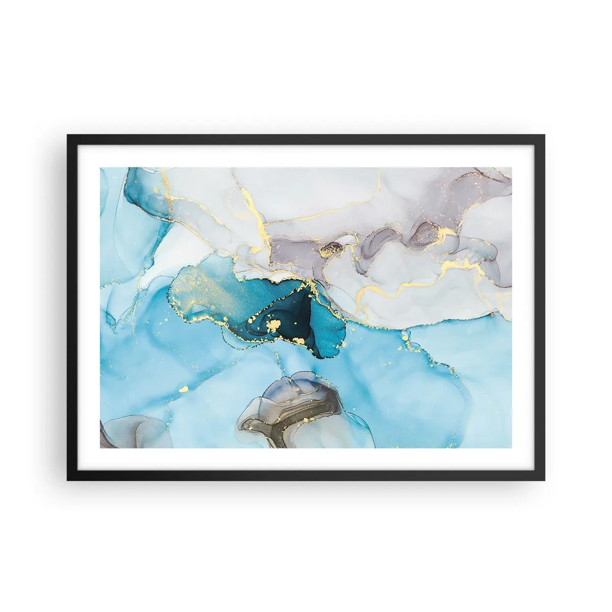 Poszter fehér keretben - Tanulmány a szürke és a türkiz találkozásáról - 70x50 cm