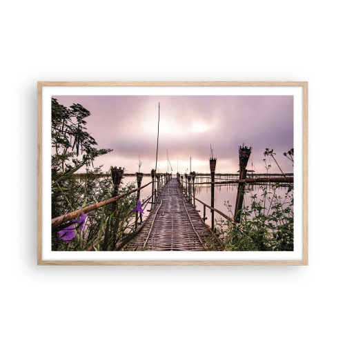 Poszter világos tölgy keretben - Nyugalom és csend Ázsiában - 91x61 cm