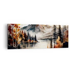 Vászonkép - Aranyszínű ősz a hegyekben - 140x50 cm