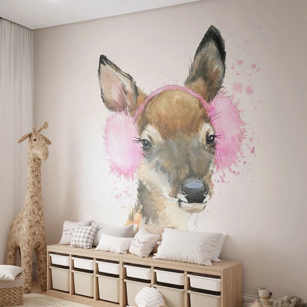 Fotótapéta Premium Sand - És a fagy már nem szörnyű - Gyerekeknek, Őz, Grafika - 100x70 cm