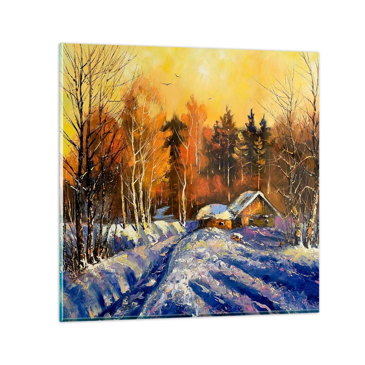 Üveg kép - Napos téli impresszió - 50x50 cm