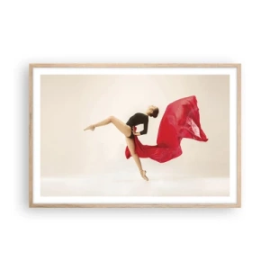 Poszter világos tölgy keretben - Piros és fekete - 91x61 cm