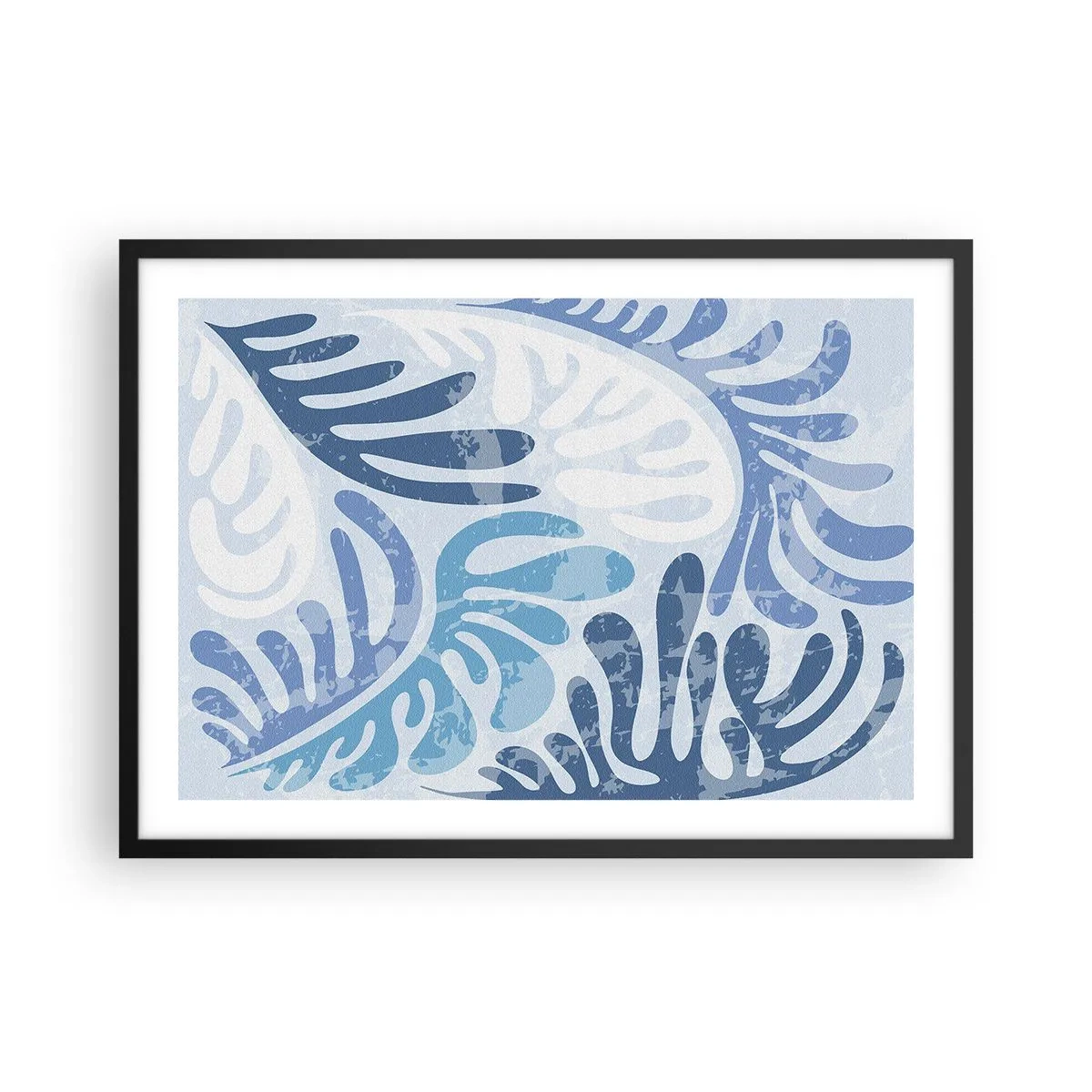 Poszter fehér keretben - Kék páfrányok - 70x50 cm