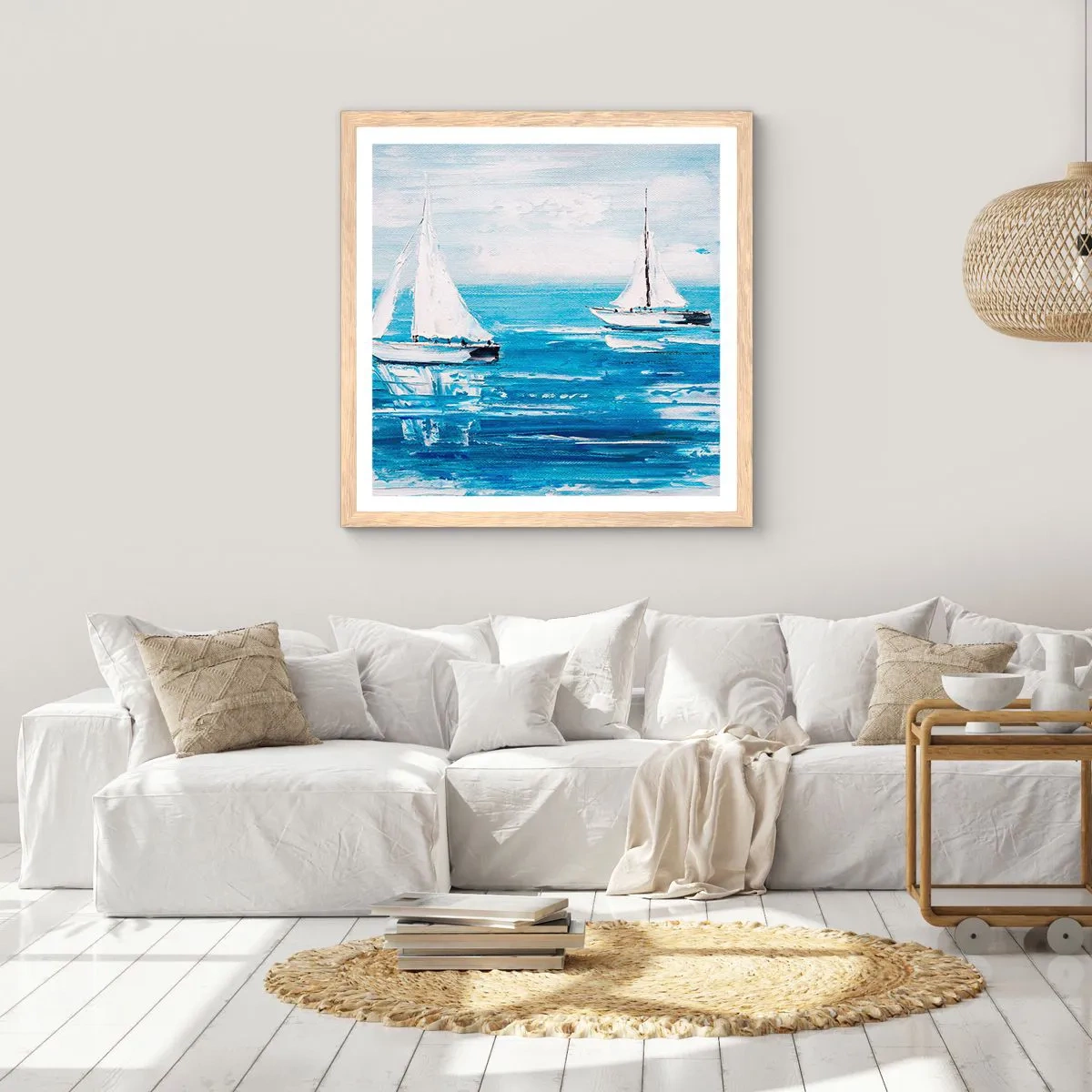 Poszter világos tölgy keretben - Egy barátoddal az oldaladon - 40x40 cm