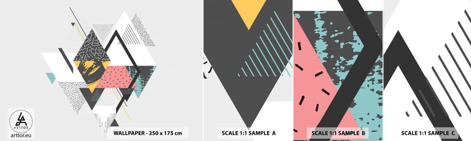 Fotótapéta Minta Standard Eco - Variáció háromszögön és rombuszon - Absztrakció, Darab, Háromszögek - 100x30 cm