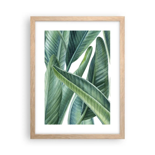 Poszter világos tölgy keretben - Zöld önmagában - 30x40 cm