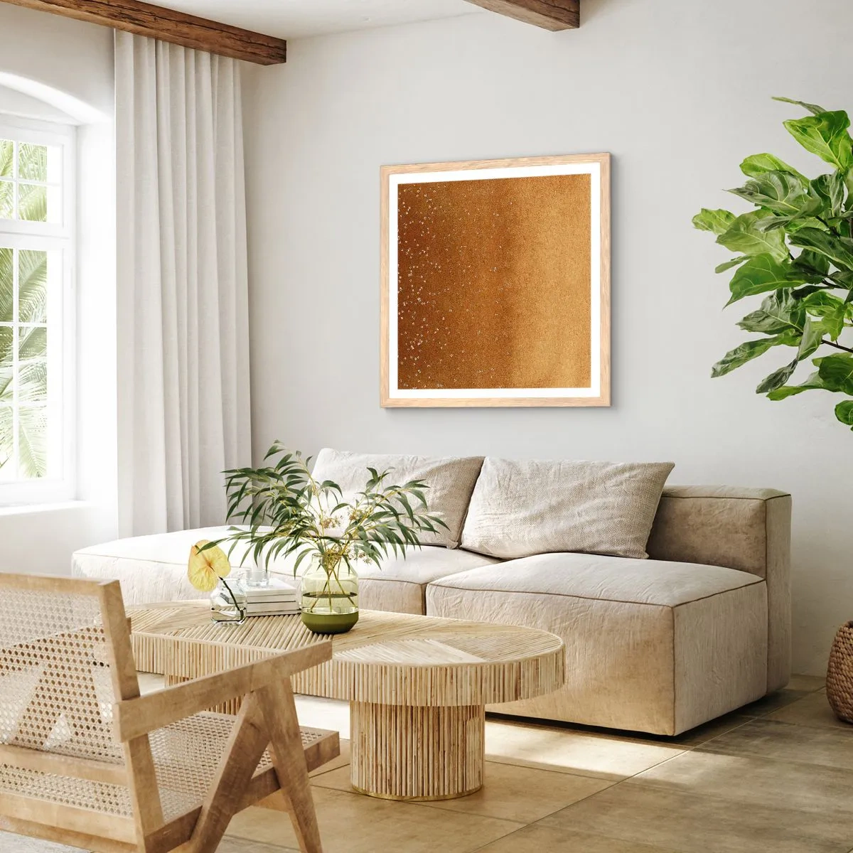 Poszter világos tölgy keretben - A fény születése - 60x60 cm