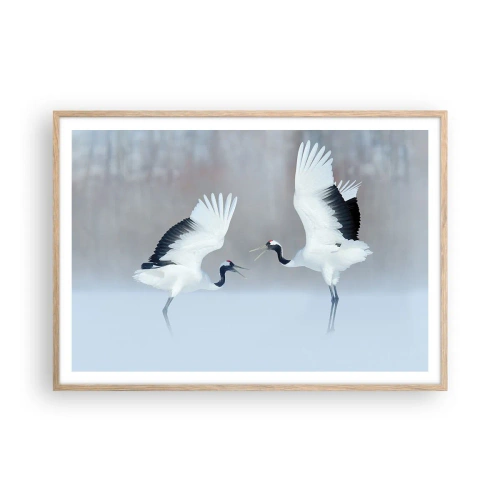 Poszter világos tölgy keretben - Tánc a ködben - 100x70 cm