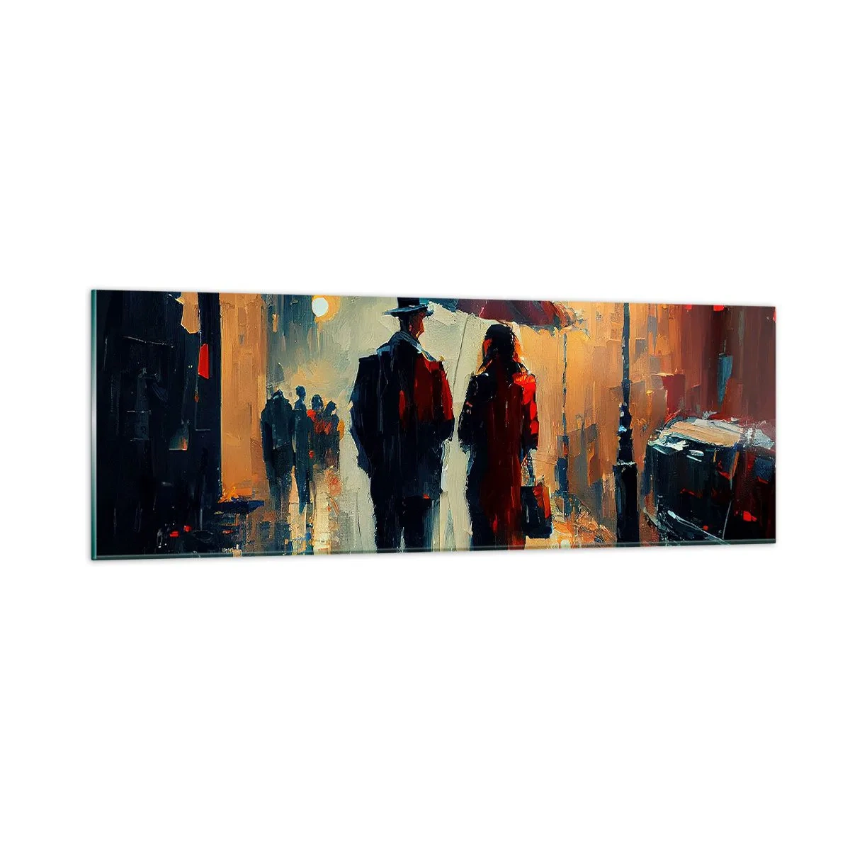 Üveg kép - Városi love strory - 90x30 cm
