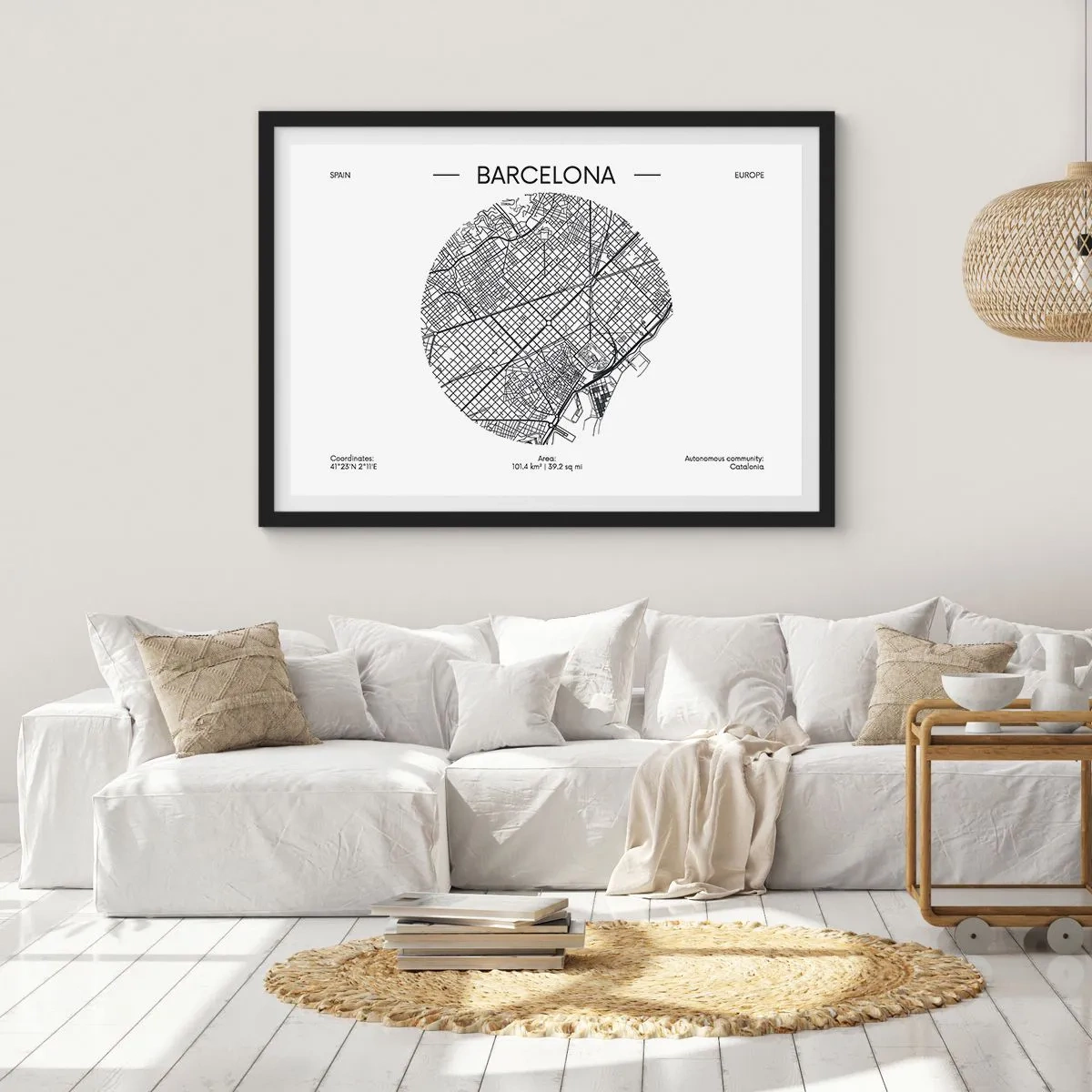Poszter fehér keretben - Barcelona anatómiája - 70x50 cm