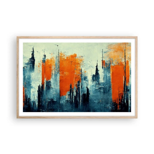 Poszter világos tölgy keretben - Kortárs tájkép - 91x61 cm