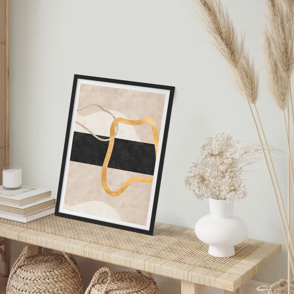 Poszter fehér keretben - Hurkolt formák - 70x100 cm