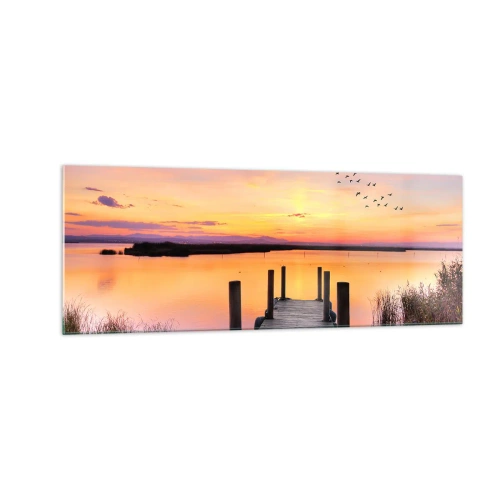 Üveg kép - Ibolyás néma hajnal - 140x50 cm