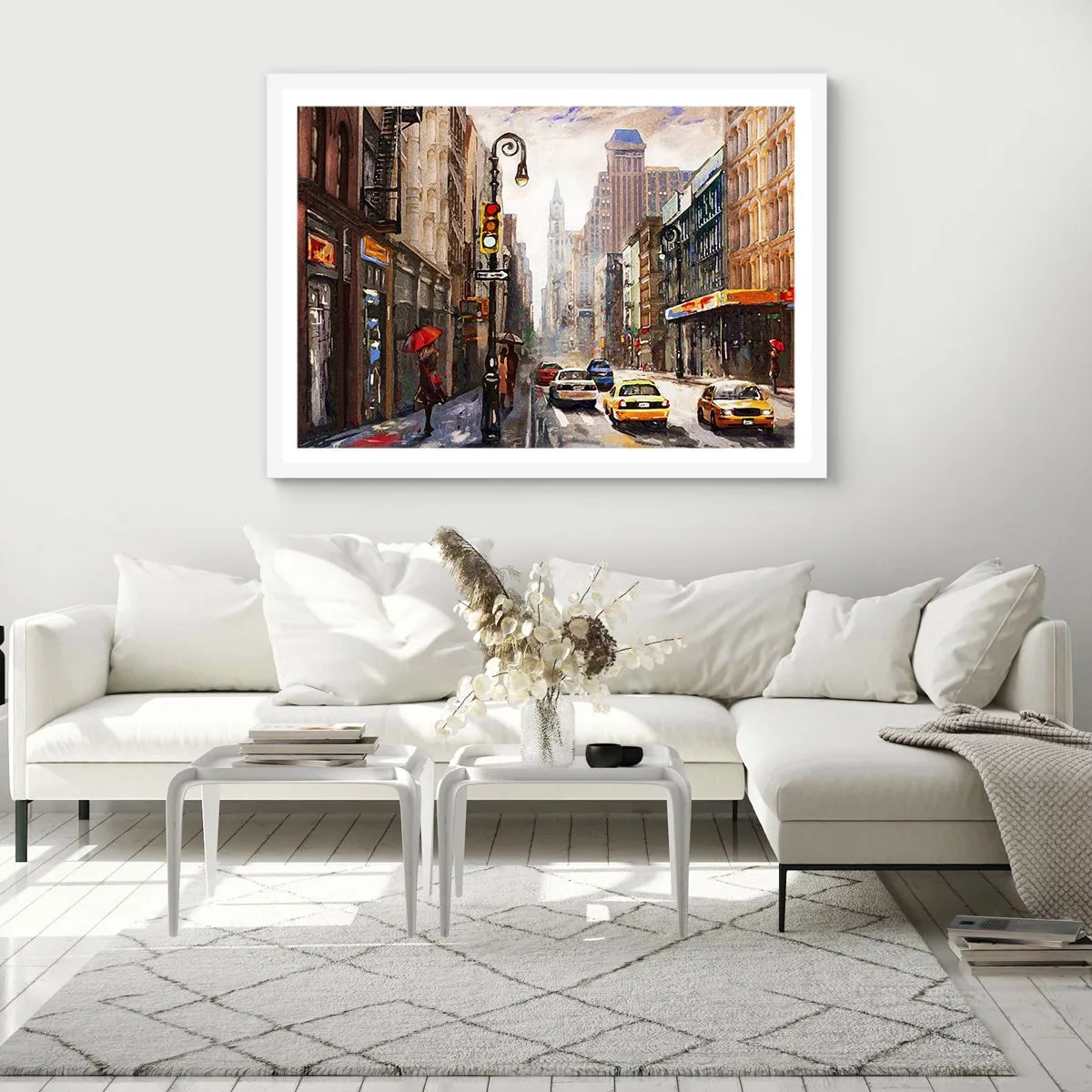 Poszter fekete keretben - New York – esőben is színes - 91x61 cm