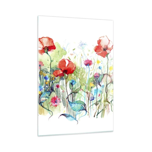Üveg kép - Virágzó májusi rét - 50x70 cm