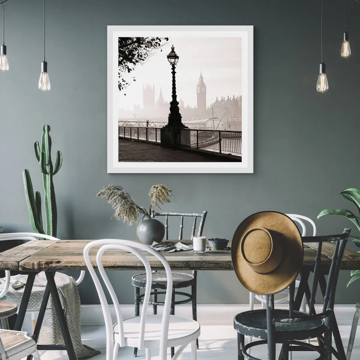 Poszter fekete keretben - Londoni reggel - 50x50 cm
