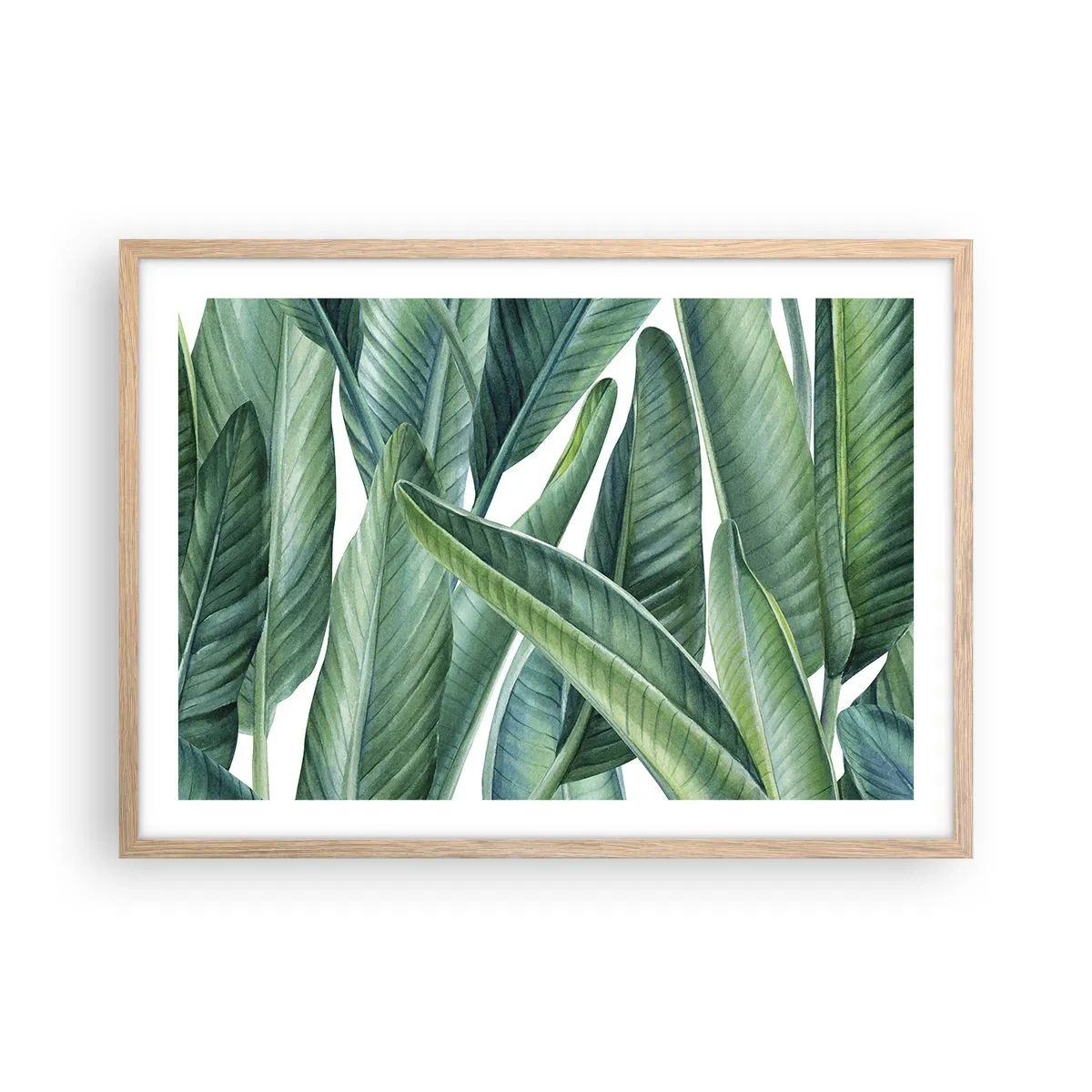 Poszter világos tölgy keretben - Zöld önmagában - 70x50 cm