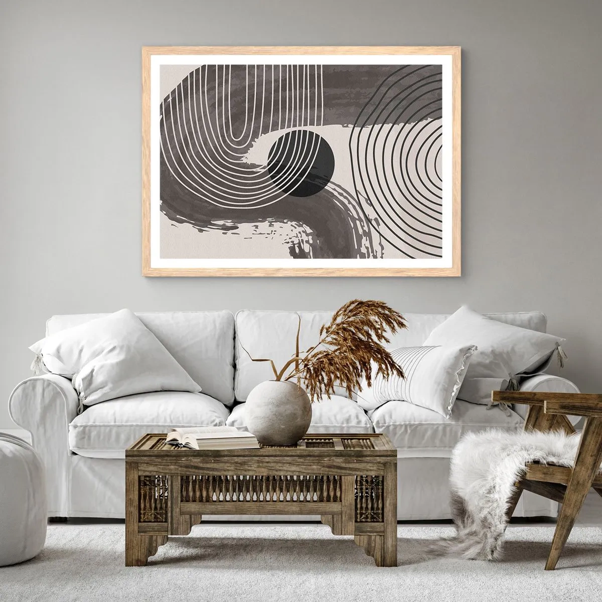 Poszter világos tölgy keretben - Az ovális nyer - 91x61 cm