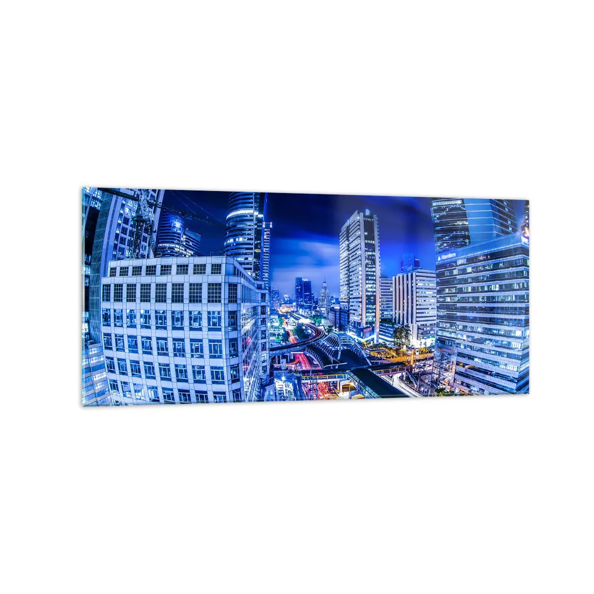 Üveg kép - Az éjszakai város ritmusai - 120x50 cm